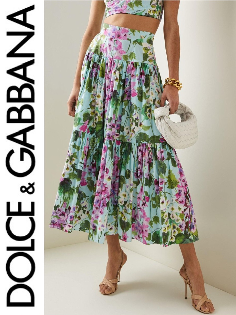 Dolce & Gabbana Floral Tiered Midi Skirt